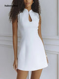 Elegant A-Line Party Mini Dress - White / S