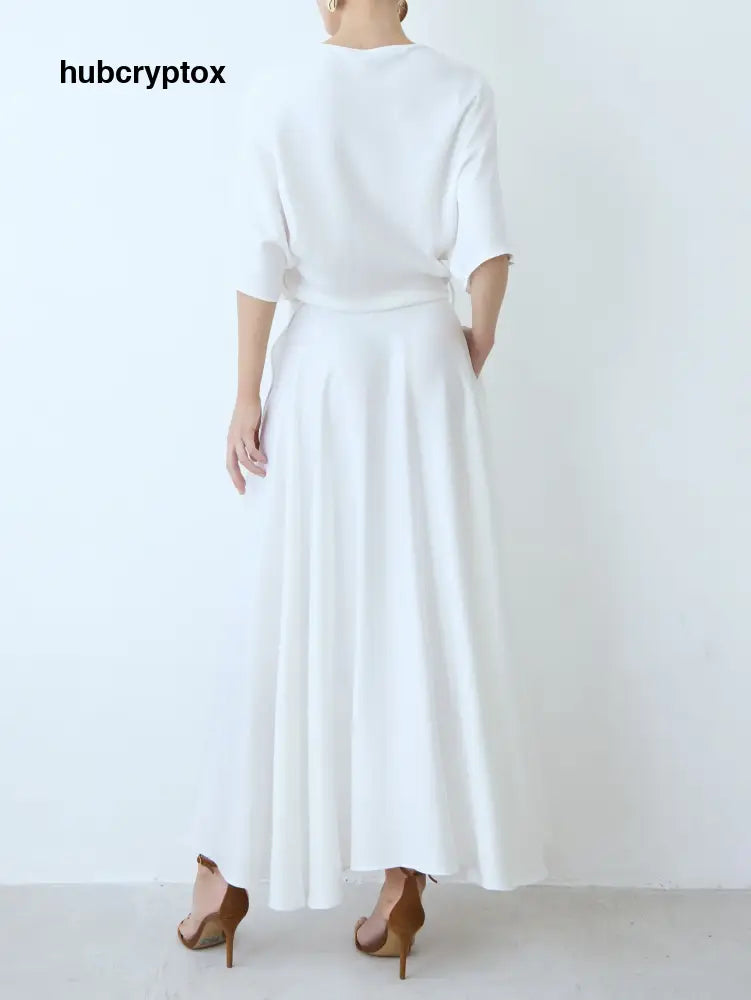 Elegant Satin Flowing Wrap Midi Dress