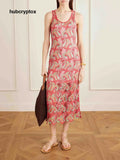 Exquisite Paisley Crochet Midi Dress - Red / S