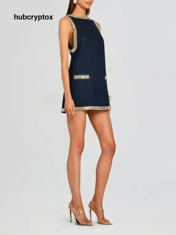 Fashion Sequin Embellished Denim Mini Dress