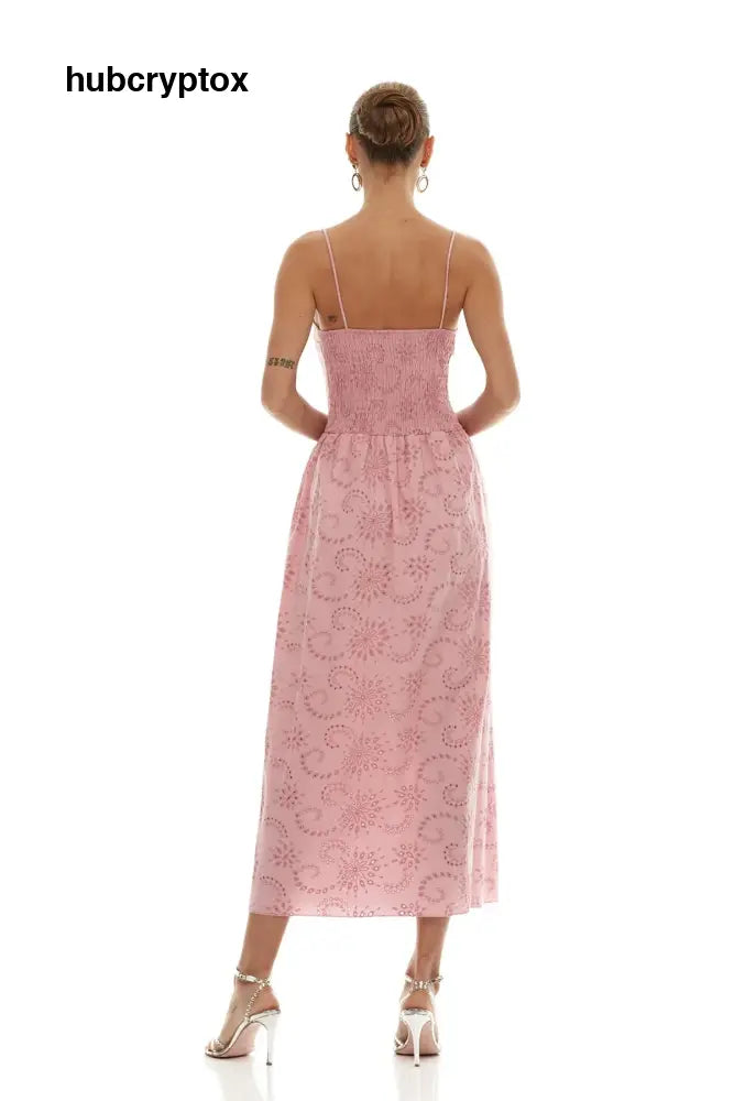 Romantic Embroidered Sweetheart Neck Spaghetti Strap Maxi Dress
